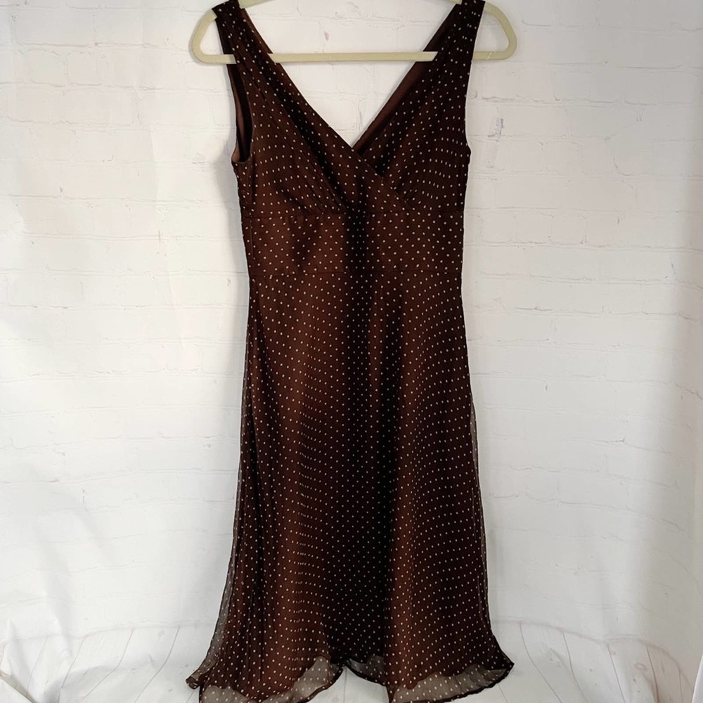 [J. Crew] silk brown polka dot dress womens size 2